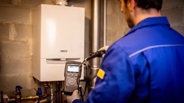 Onderhoudsbeurt van een cv-ketel met rookgasmeter
